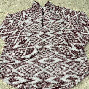 Cozy Sherpa Burgundy and White Teddy Jacket